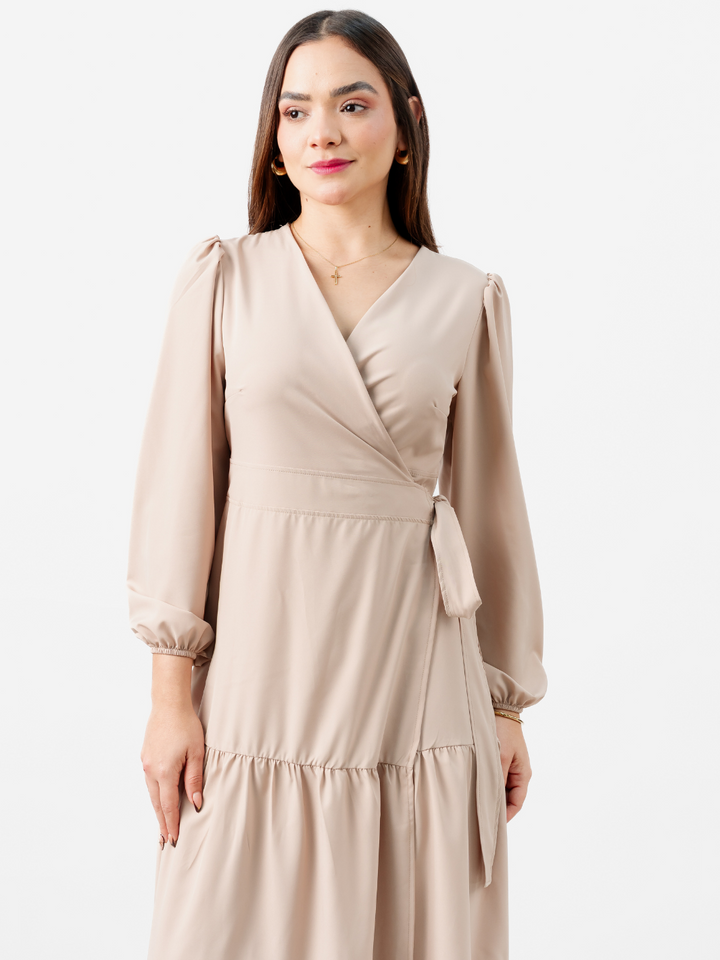 VESTIDO ENVOLVENTE VELVET NUDE