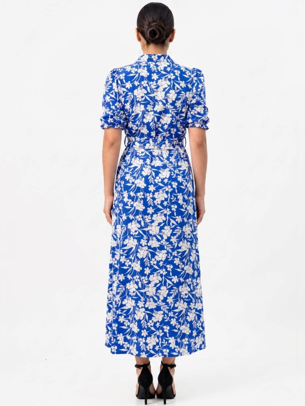 VESTIDO CAMISERO CON CINTURON ASIA AZULINO FLOREADO