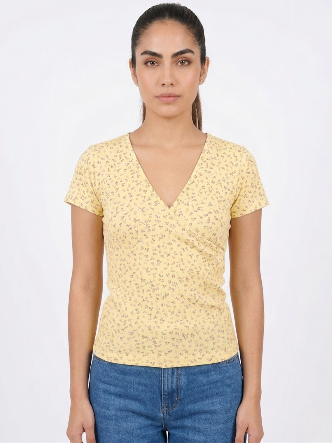 POLO CRUZADO MANGA CORTA VALESKA AMARILLO