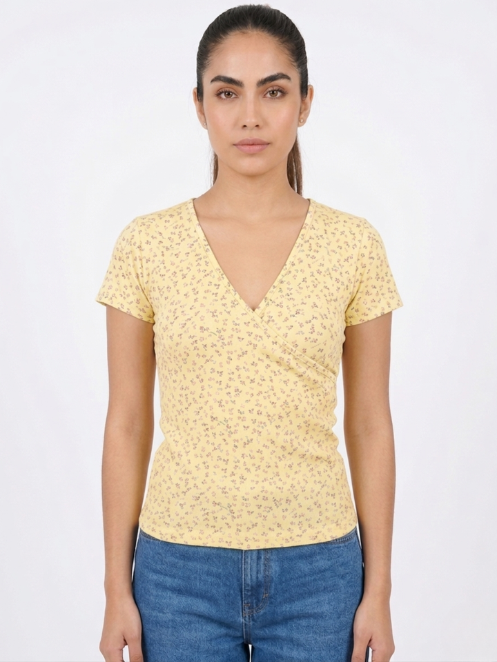 POLO CRUZADO MANGA CORTA VALESKA AMARILLO