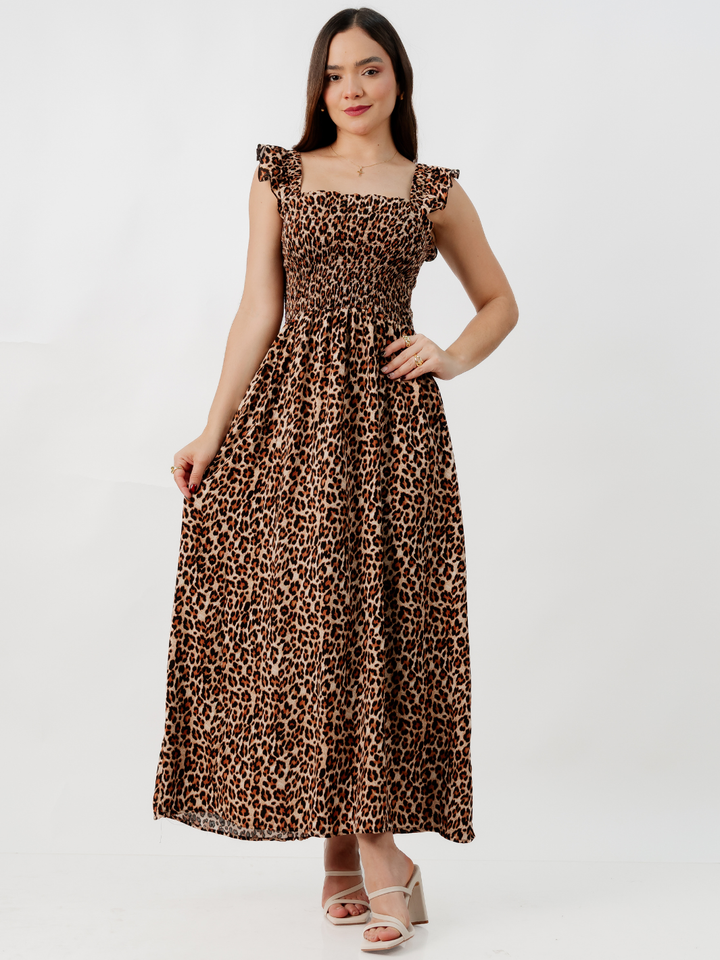 VESTIDO CASUAL LARGO SANDY ANIMAL PRINT